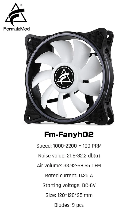FormulaMod Fm-Fanyh 120 мм PWM Fan 5v 3Pin RGB многоцелевой радиатор чехол вентилятор гидравлический подшипник 11/9 большого размера лезвия - Цвет лезвия: Fm-Fanyh02