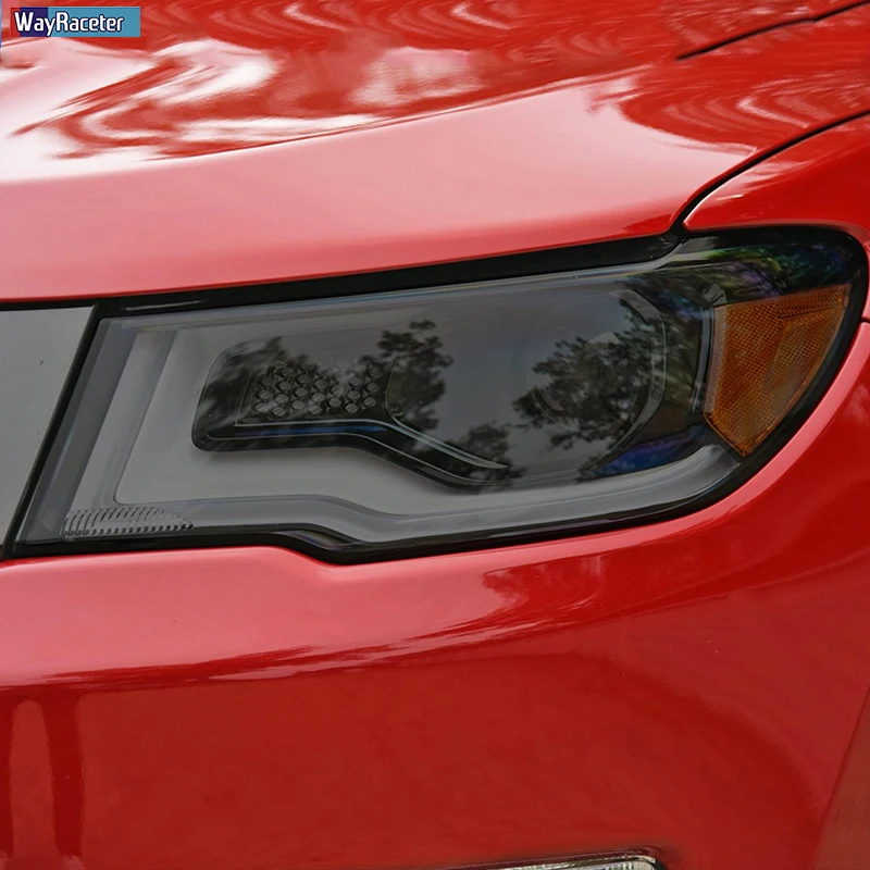 

2 Pcs Car Headlight Protective Film Headlamp Transparent Black TPU Sticker For Jeep Compass 2017 2018 2019 2020 Accessories
