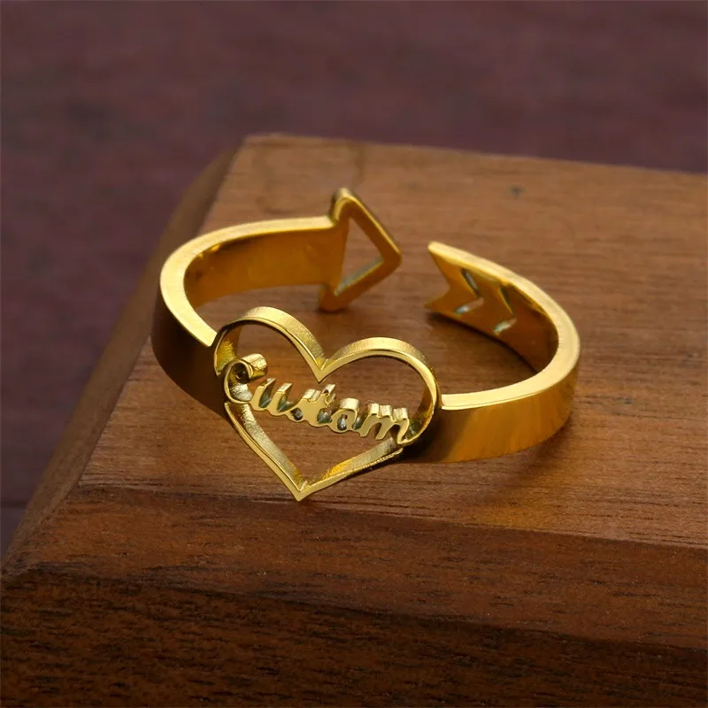 Loving Heart Custom Name Adjustable Ring For Women Girls