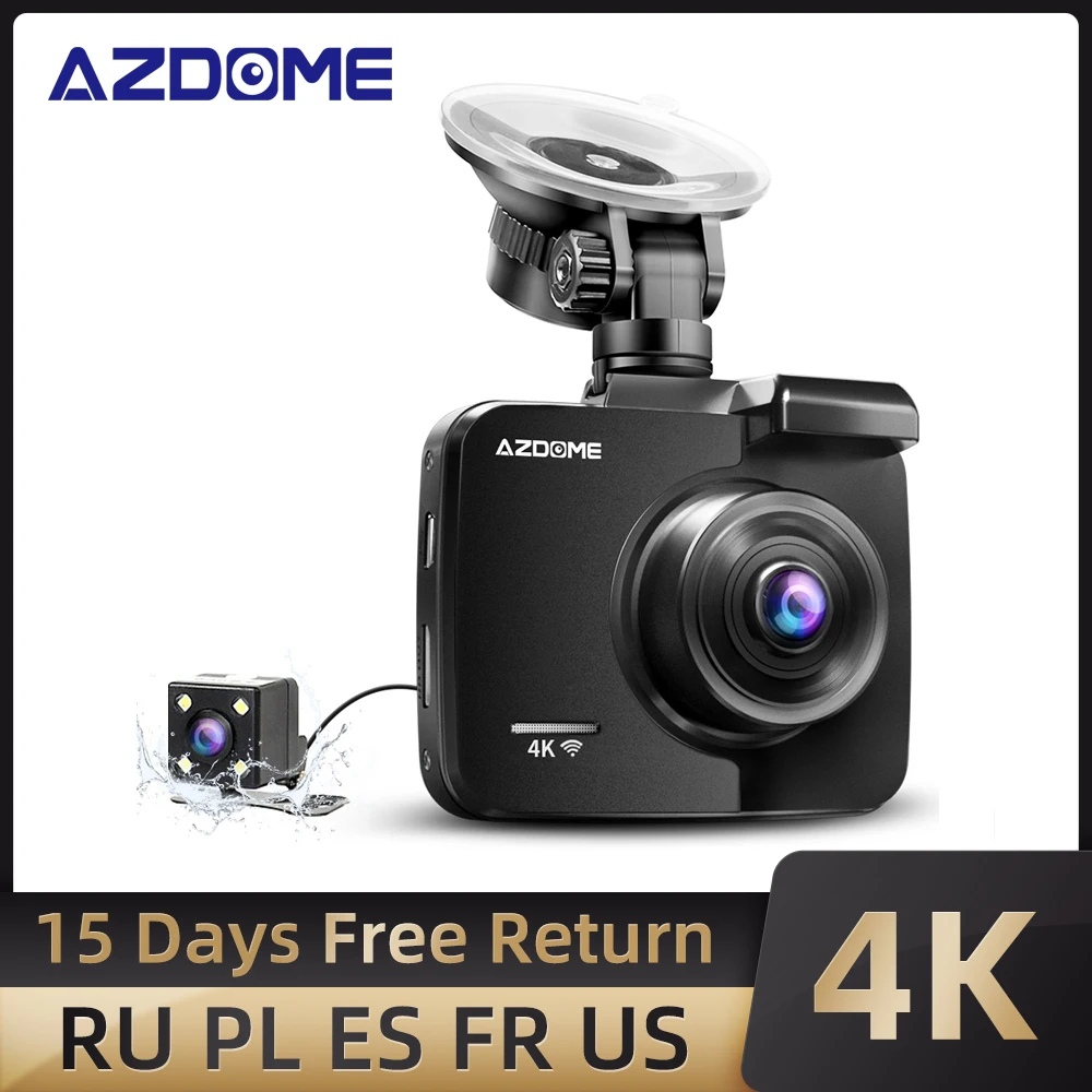 AZDOME GS63H 4K/2880*2160P WiFi Автомобильный видеорегистратор с двумя объективами задняя