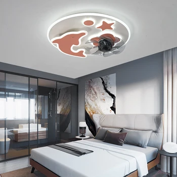 

LOFAHS Modern Led Ceiling Fan With Lights Simple Light Dimmable Remote Control Home Ceiling Type Fan 6 Leaves Ventilador