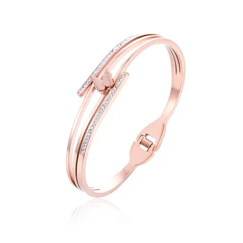 

Wholesale fine jewelry butterfly bracelet titanium steel cuff bangle fashion jewelry rose gold bracelets concise wristlet jewel