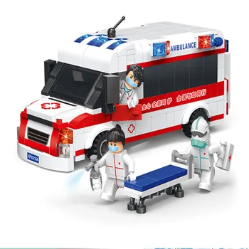 

ambulance anti-epidemi Small particle building block negative pressure retrograde doctor nurse child intelligence spell TOY