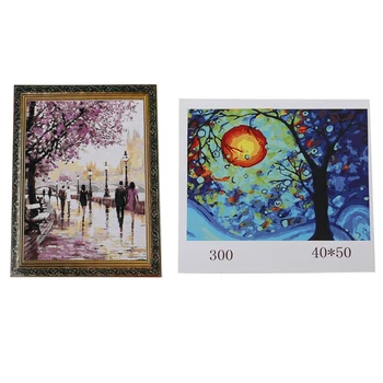

2 Set DIY Oil Painting Paint By Number Kit- Drawing with Brushes Paint 16X20 Inch Frameless, Dream Tree By Van Gogh & Cherry Blo