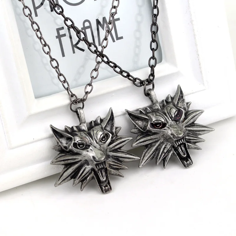 

2020 New Anime Game Witcher Wolf Head Alloy Pendant Geralt Netflix TV Cosplay NecklaceKids Boy Punk Jewelry For Brithday Gifts