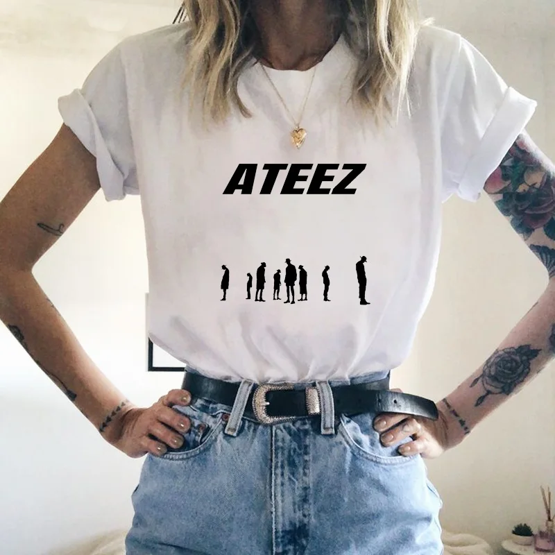 Футболка Kpop Group ATEEZ, топы, Hongjoong Seonghwa Yunho Yeosang San Mingi Wooyoung Jongho ATEEZ A подростковый Z