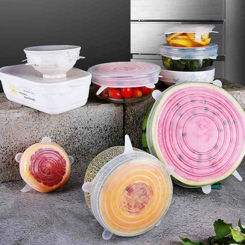 Многоразовая силиконовая крышка для еды растягивающаяся вакуумная