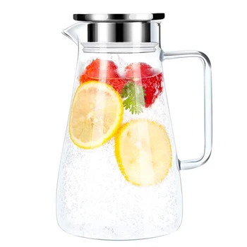 

Glass Kettle Water Tea Glass Carefe Durable Cold Water Bottle Nonslip Grain Teapot With Stainless Steel Cover Silicone Seal Ring