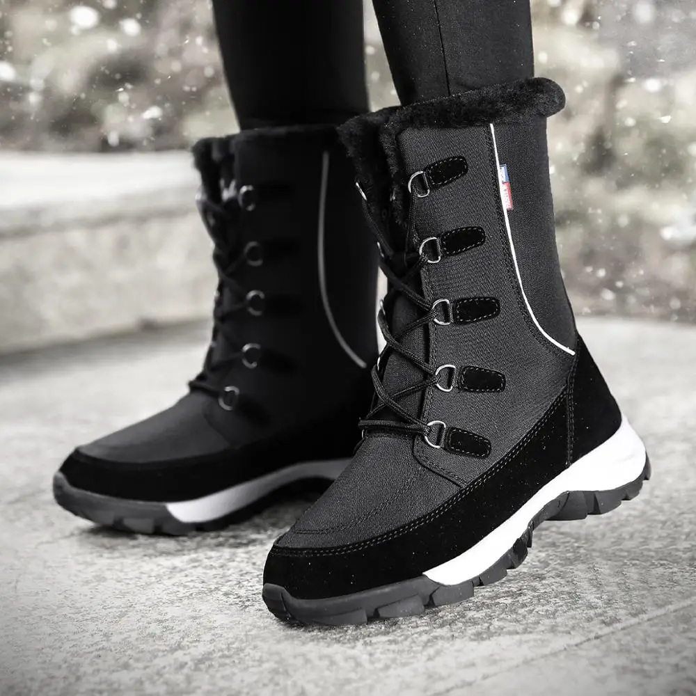 

2019 Fashion Women Winter Snow Boot Waterproof Winter Sneakers Outdoor High Top Ankle Boot Thick Fur Warm Cotton Shoes big size
