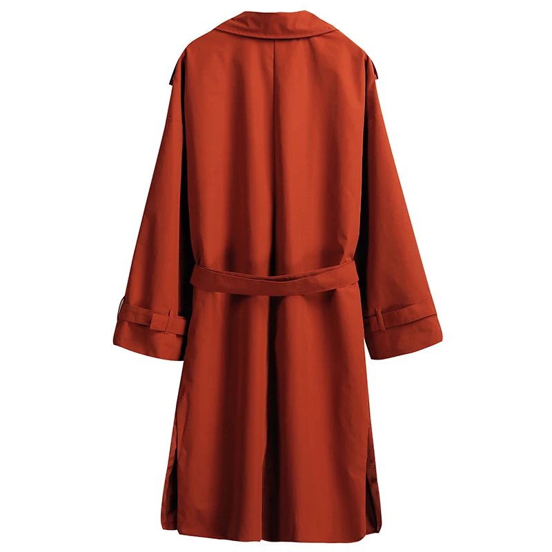Fall Winter Women Trench Coat Large Lapel Solid Long Coat Double-breasted Long Sleeve Pocket Casual Outerwear Women Clothes