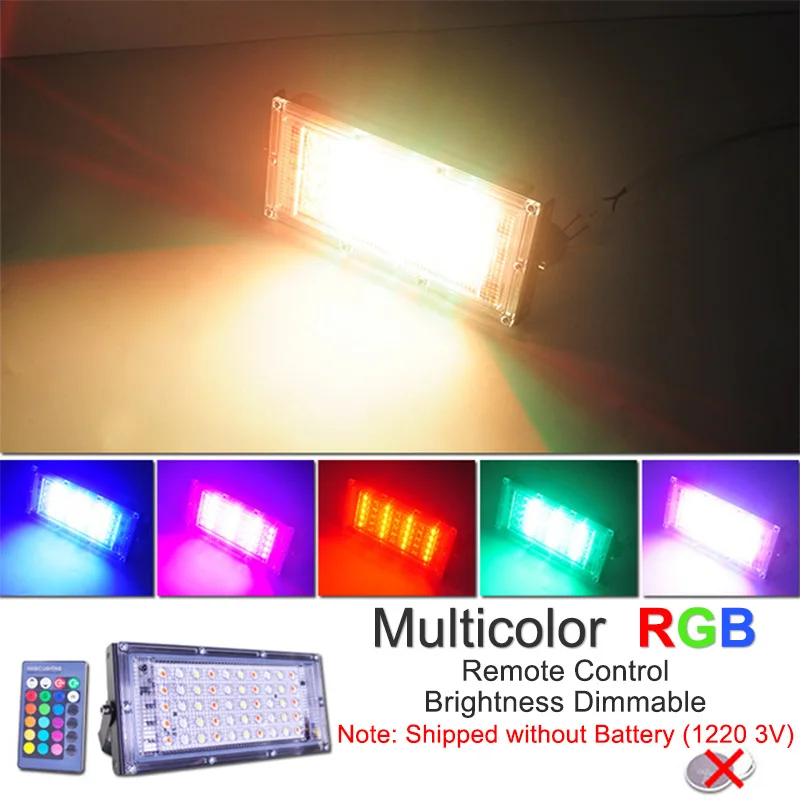 RGB Remote Kaguyahime LED Floodlight 50W 10W LED Spotlight 220V IP65 Waterproof Refletor Light Led Outdoor Flood Light Garden Street Lamp - Испускаемый цвет: RGB Remote