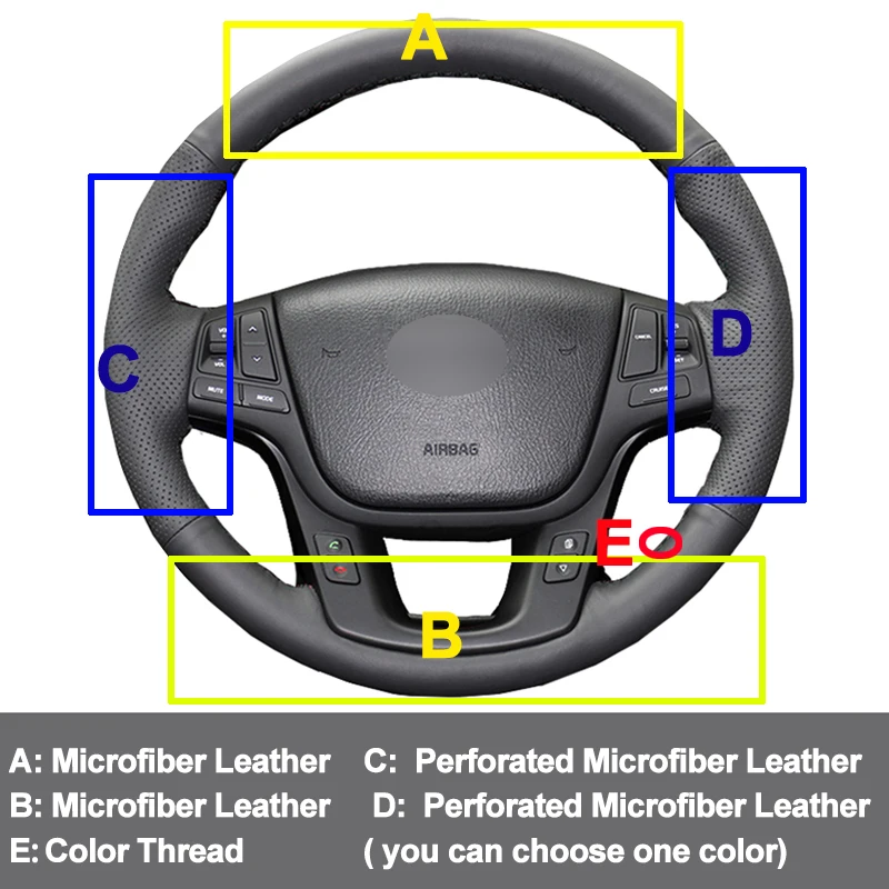 Автомобильная крышка рулевого колеса Volant для Kia Sorento 2009 2010- K7 Cadenza 2011- Stuurhoes Funda Volante 2012 2013