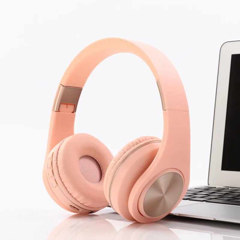pink Беспроводные наушники над ухом Bluetooth наушники Складная гарнитура Регулируемые наушники с микрофоном для ТВ сотовый телефон ПК - Цвет: pink