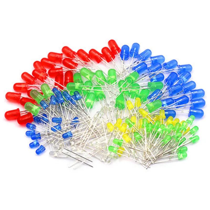 

5 kinds=100PCS 3mm LED light-emitting diode light component package /experimental light bulb diode / red green yellow blue white