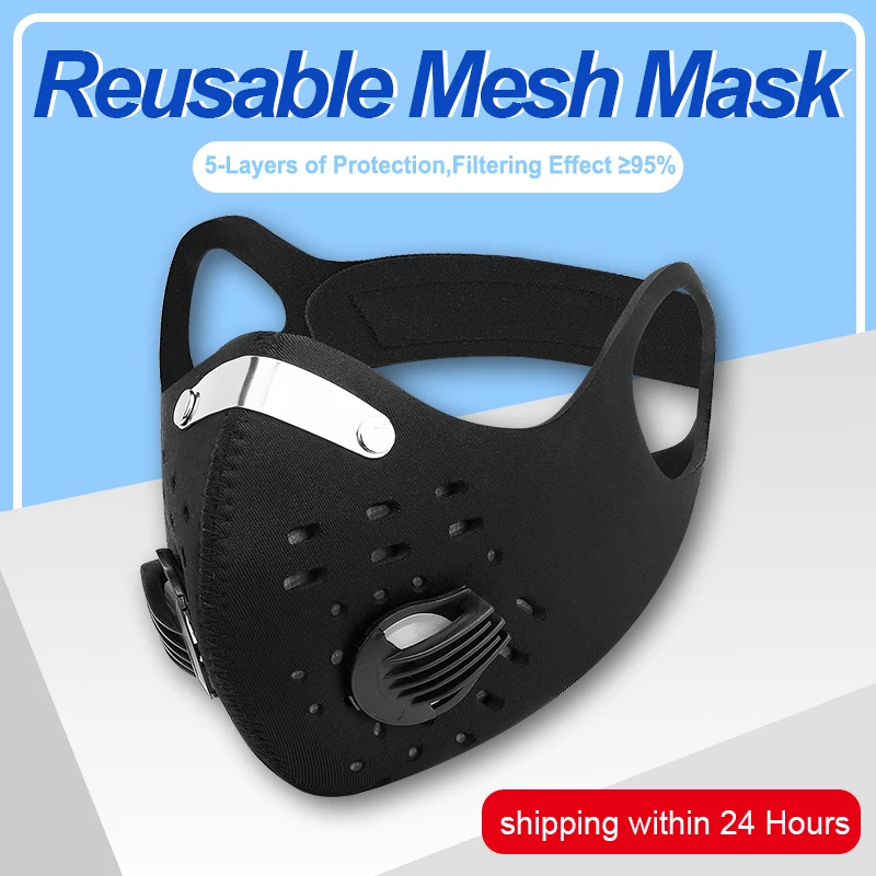 

KN95 Cycling Face Mask With Activated Carbon Filters Antiviral 5-Layers Protection Mask Bike Mask Anti-Pollution Breathing Mask