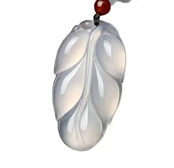 

LETSFUN Fine Jewelry Pure Natural White Agate Leaves Pendant Fashion Necklace Pendant Free Shipping