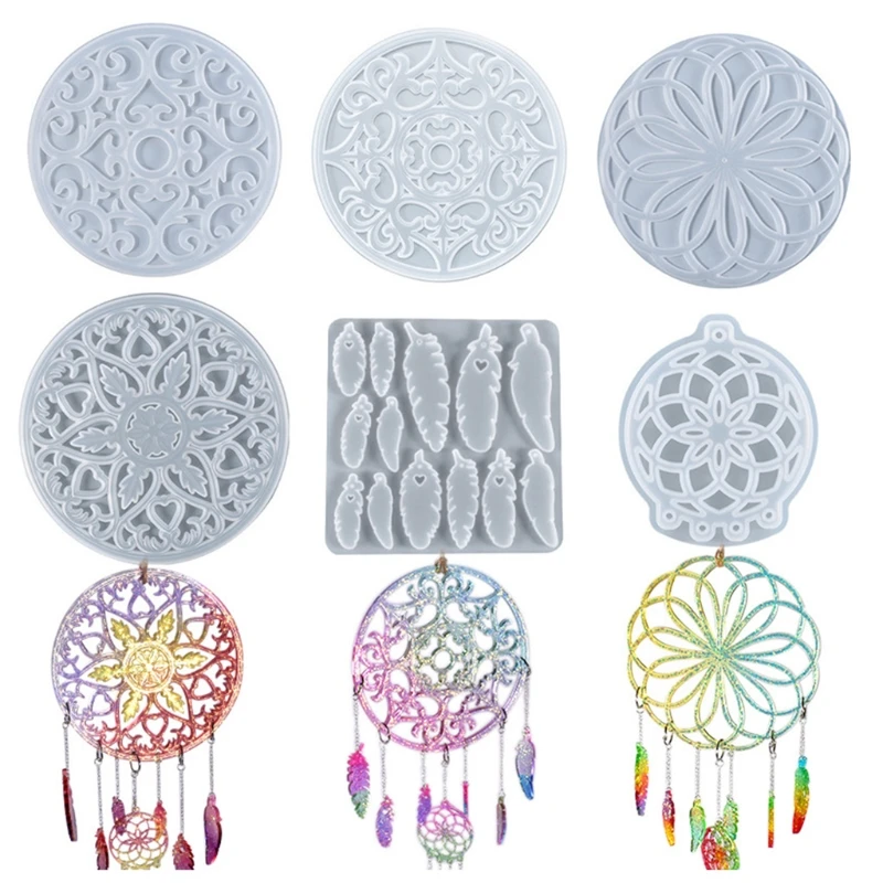 

Big Size Feather Silicone Mold Dream Catcher Resin Mold for Making Epoxy Resin Dream Catcher for House Window Living Room Decor