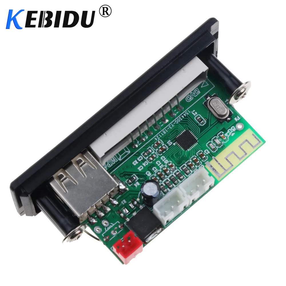 Kebidu 5V 12V Bluetooth 5,0 MP3 Плата декодера WMA, WAV, Беспроводной аудиомодуль Цвет Экран USB TF FM радио для автомобиля набор аксессуаров