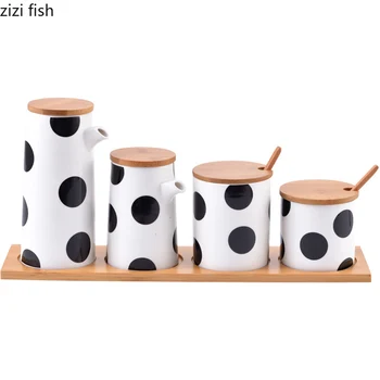 

Ceramic Seasoning Jar Combination Knife / Fork, Spoon Storage Tube Cruet Bottle Household Kitchen Supplies Jar Ceramic Jar