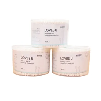 

500 Pcs Bamboo Cotton Buds Swab Wood Sticks Disposable Double-Headed Makeup Tools