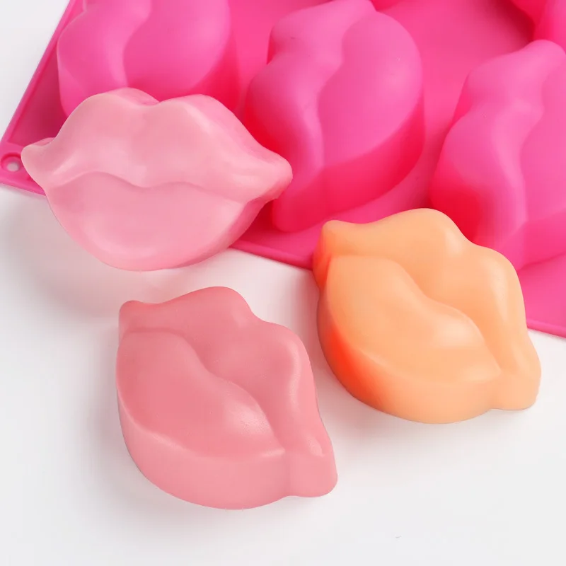 6 Cavity Soap Mold Sexy Lips Silicone Molds for Wedding Party Supplies Making Cake Soap Chocolate Candy Cupcake Candle Bath Bomb