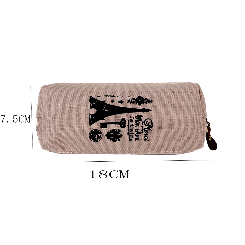 

Simple Creative Paris Style Pattern Pen Pencil Case Retro Towers Linen Men and Women Holder Storage Bag Office Stationery 1PC