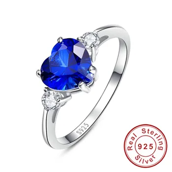 

s925 ring Sapphire Jewelry Love Rings 2.25Ct Genuine 925 Sterling Silver Heart Ring Brand Jewelry Classic AAA Quality