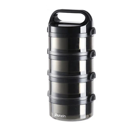 Black-4 Multi-layer Lunch Box High Capacity Stainless Steel Leakproof Food Container Hiking Office School Portable Keep Fresh Bento Box - Цвет: Black-4