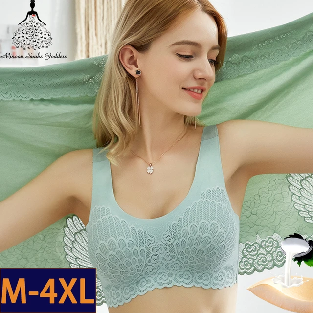 Sutiã push-up tamanho grande para mulheres, top bralette de látex, conforto  Bh, coletores de resfriamento, almofada à prova de choque, sutiãs  femininos, 3XL, 4XL - AliExpress