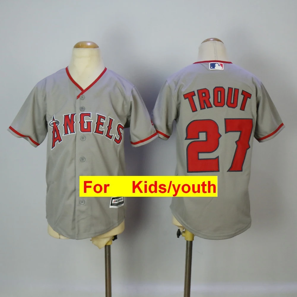 Молодежи Лос-Анджелеса Майк Траут Shohei Ohtani Альберта Pujols Kole Lee Реджи Джексон стержень Карью FLEX Прохладный База Джерси - Цвет: Слоновая кость