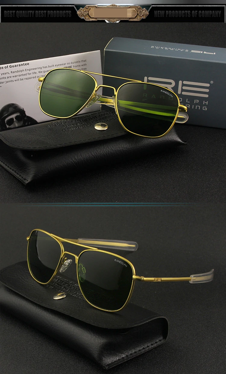 Pilot USA. RE Sun glass es мужские высококачественные брендовые дизайнерские линзы RANDOLPH AGX из закаленного стекла AO Sun glass es мужские YQ1006