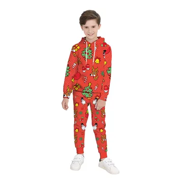 

Unisex kid 3D printing Christmas elk tree Autumn Winter hoodie Sweatshirts pant suit Christmas party cosplay costume
