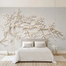 На заказ фотообои современные золотые ветки дерева белые цветы 3D тисненая спальня гостиная ТВ фон настенные фрески