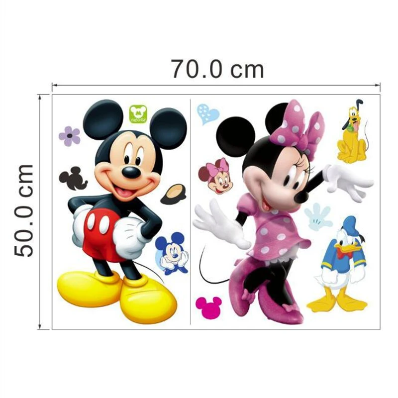 Disney Mickey Minnie Mouse Wall Stickers PVC Cartoon Wall Decal Stickers For Kids Room Baby Bedroom Decor Cute Home DIY Poster