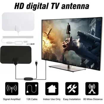 

1080P 80 Mile Range Double Amplified HDTV Antenna With Detachable Signal Amplifier Booster 4M Coaxial Cable Digital TV Antenna