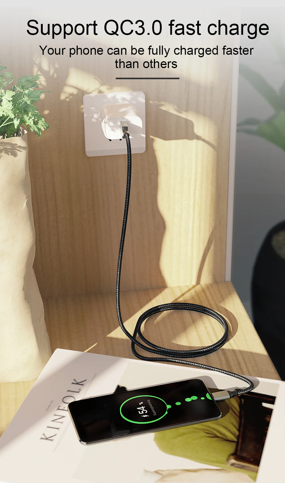 Swalle QC 3,0 быстрое зарядное устройство USB для type C 3,0 кабель Быстрая зарядка usb type-C кабель для samsung S9 S10 Plus
