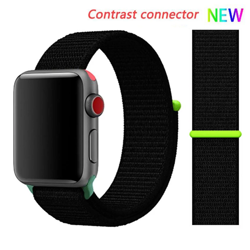 black 8 hit Нейлоновый ремешок для Apple watch 5 ремешок 44 мм 40 мм iWatch ремешок 42 мм 38 мм спортивный ремешок для часов Браслет Apple watch 4 3 2 1 38 40 44 мм - Цвет ремешка: black 8 hit