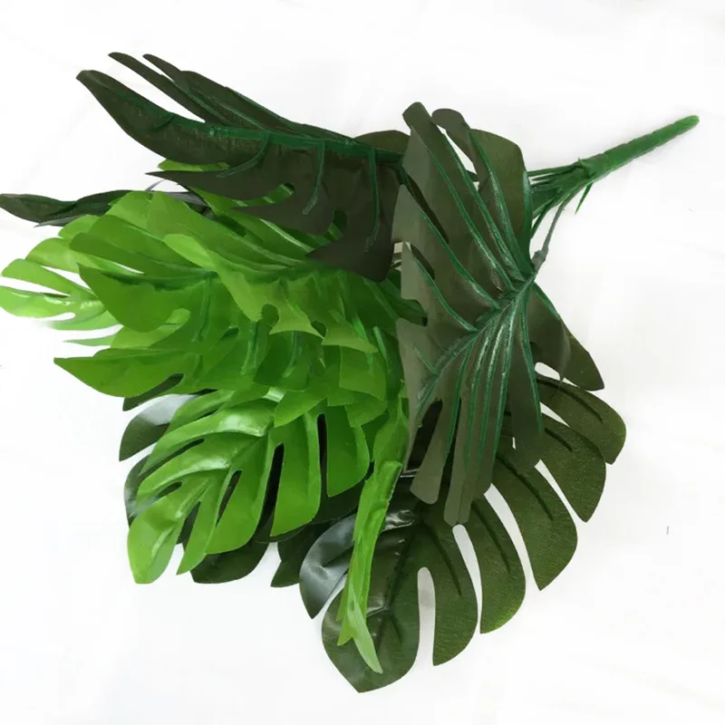 Имитация зеленых пластиковых листьев искусственные монстеры Пальмовые Листья Свадебные DIY украшения цветок листья растения поддельные поток