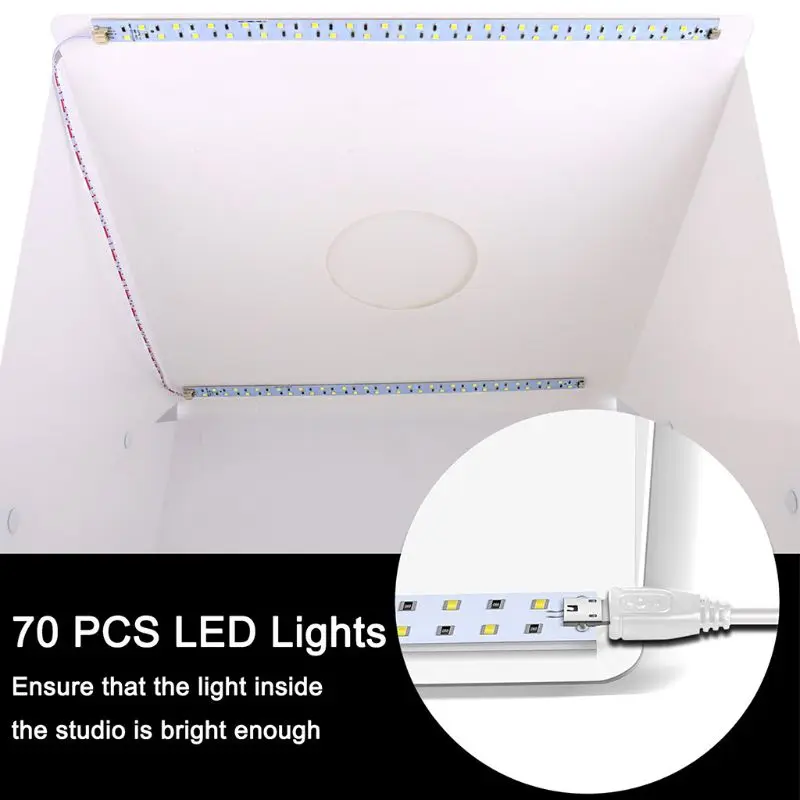 2 светодиодный складной светильник 40*40 портативный софтбокс для фотостудии Регулируемая яркость светильник коробка для DSLR камеры