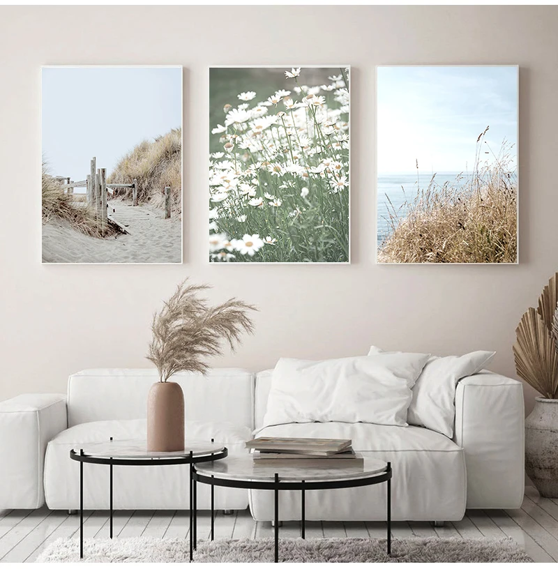 Palnt Nordic Posters And Prints Wall Art Canvas Painting Wall Pictures For Living Room Decor Sea Grass Reed Pivoine Blanche
