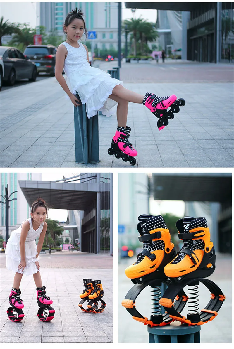 Роликовые коньки для прыжков, спортивная обувь для катания на коньках для детей, Детский джемпер, оборудование для катания на коньках, оранжевый, розовый размер, регулируемый сменный ролик