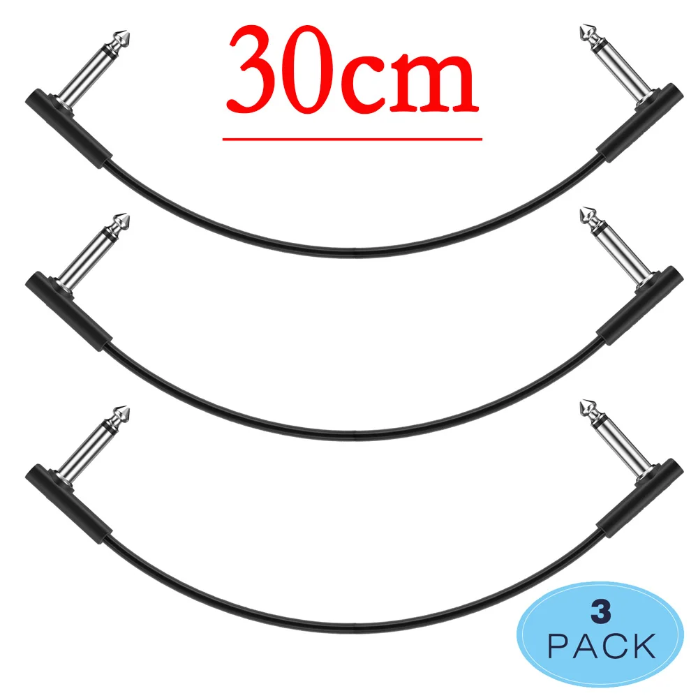 3, 6 штук в партии, гитарная педаль патч аудио кабель с прямым углом 15/30 см гитарная педаль соединения кабеля провод шнур аксессуары - Цвет: 30cm X 3pcs