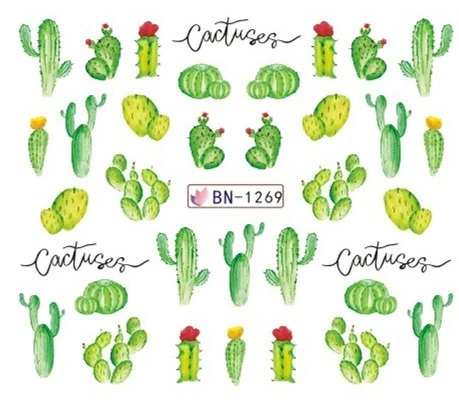

Nail Sticker Water Decals Nails Art Tattoo Slider Cactus Flower Design Decoration Stickers Manicure Pegatina Foil Wraps Polish
