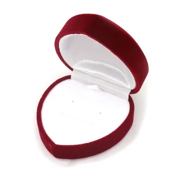 

Red Heart Necklace Earrings Ring Velvet Gift Box Jewelry Packaging For Wedding Engagement Display Holder Storage Wholesale