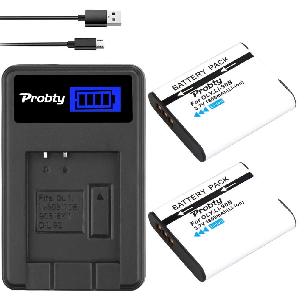 2Pcs For Olympus LI 90B LI-90B LI-92B Batteries or Charger for Tough TG-5 TG-2 TG-3 TG-4 TG-Tracker SH-1 SH-2 SP-100 | Электроника