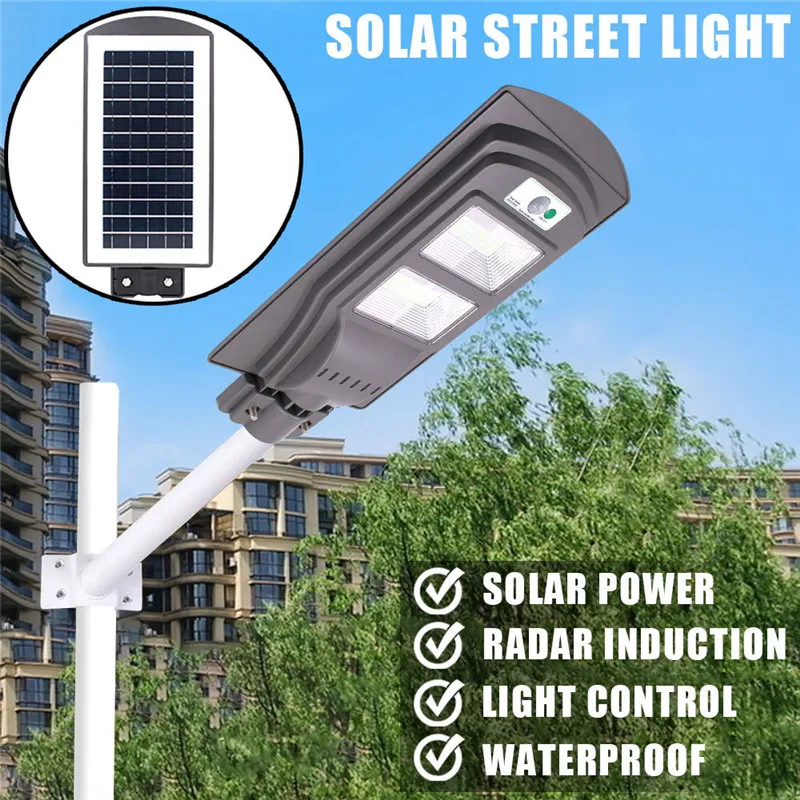 

40W LED Solar Street Light 80 LED Solar Wall Light Radar Motion Activated Sensor Wall Street Light for Outdoor Lighting Grey
