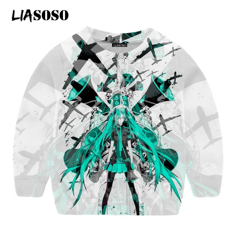 LIASOSO детей толстовки 3D принт аниме девочка Hatsune Толстовка Miku музыки детей мальчиков и девочек с круглым вырезом в стиле «хип-хоп» Детский свитер для подростков B174 - Цвет: 8