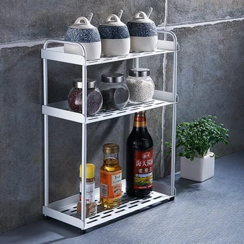 

Kitchen Organizer Aluminium Alloy Bracket Holder Storage Silver Shelf For Spice Jar Rack Cabinet Shelves Kitchen Gadgets Box