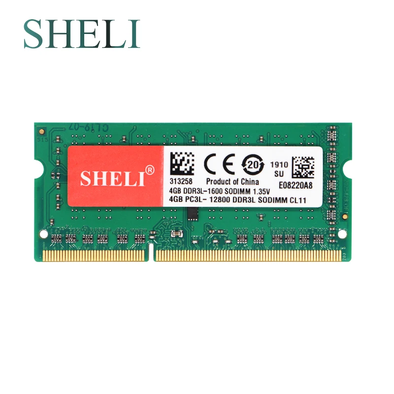 

SHELI New Notebooks Memory 4GB 1RX8 PC3L-12800S DDR3L 1600MHZ 1.35V 204pin CL11 Laptop Memory