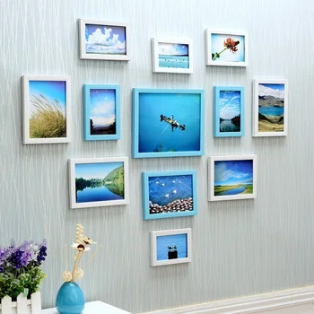 

12pcs Pink White Blue Colour Sweet Theme Wall Hanging Photo Frames Set Quality Picture Frames Suit Home Photo Frame Decoration